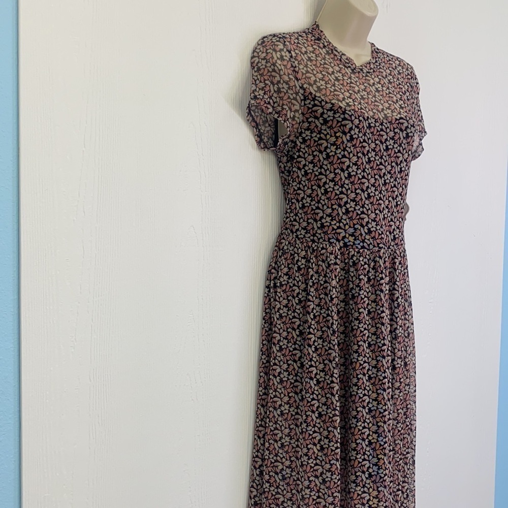 AUW - NWT Floral Black And Pink Lined Maxi Dress Size L - Picture 5 of 14